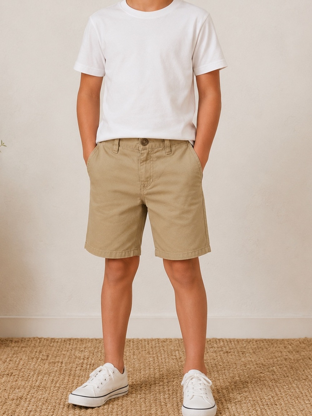 Volcom Boys  Tan Flat Front Shorts